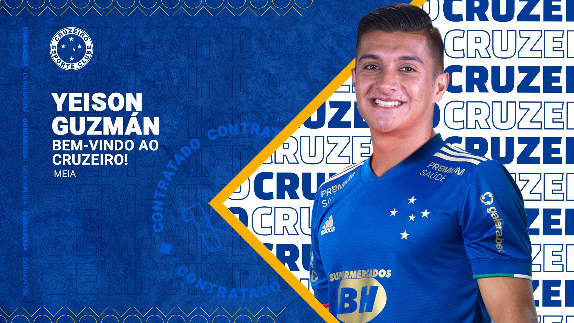 Guzmán como nuevo jugador de Cruceiro. 