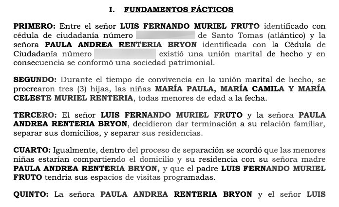 Demanda contra Luis Fernando Muriel. 