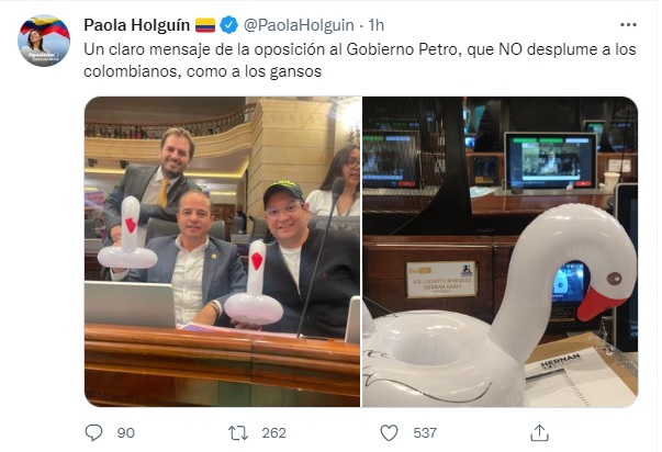 El trino de la senadora Paola Holguín