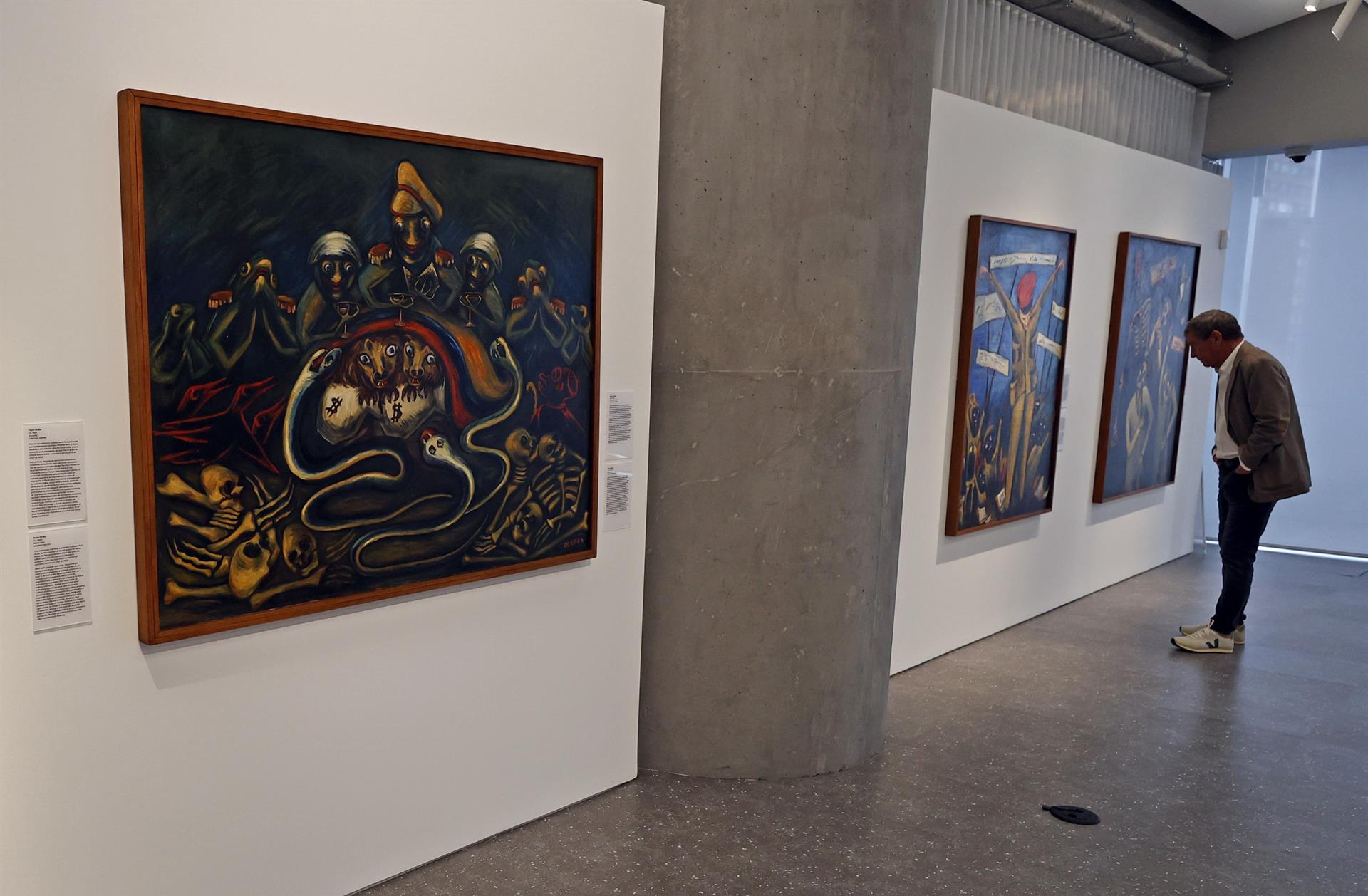 La obra "Rojas Pinilla" hoy, en la Sala de Arte de la sede de Bancolombia, en Bogotá.