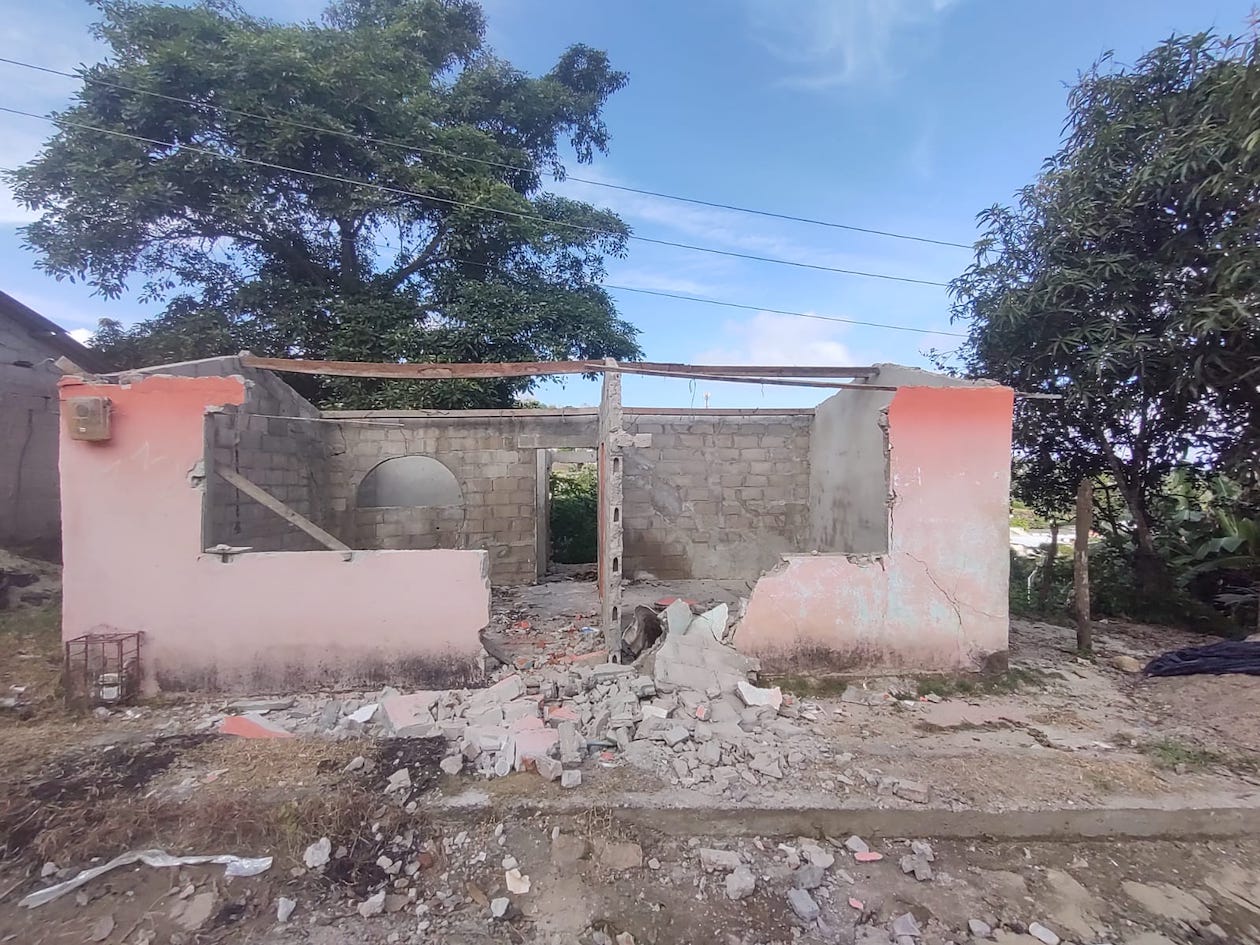 Casa destruida en Piojó por los deslizamientos.