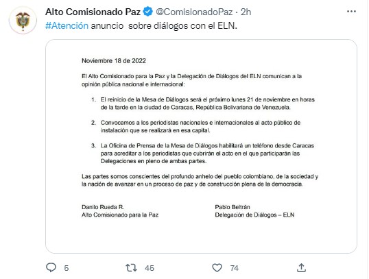 El anuncio del inicio de los diálogos en Caracas