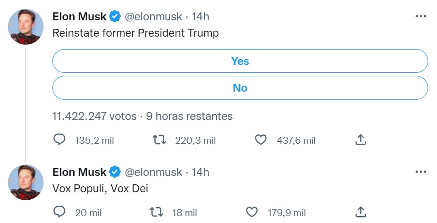Tweet de Elon Musk.