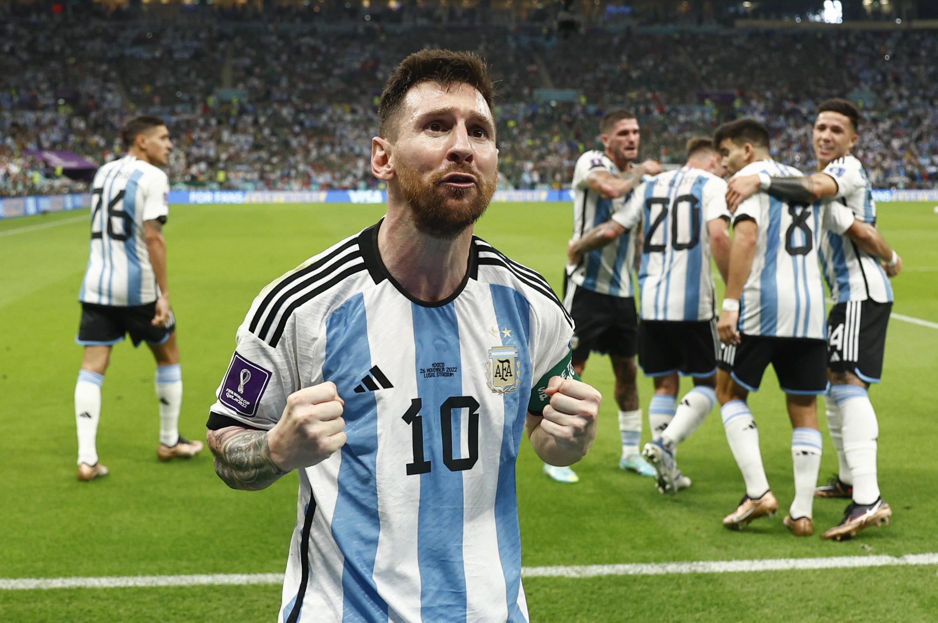 Lionel Messi tras el segundo gol de Argentina ante México