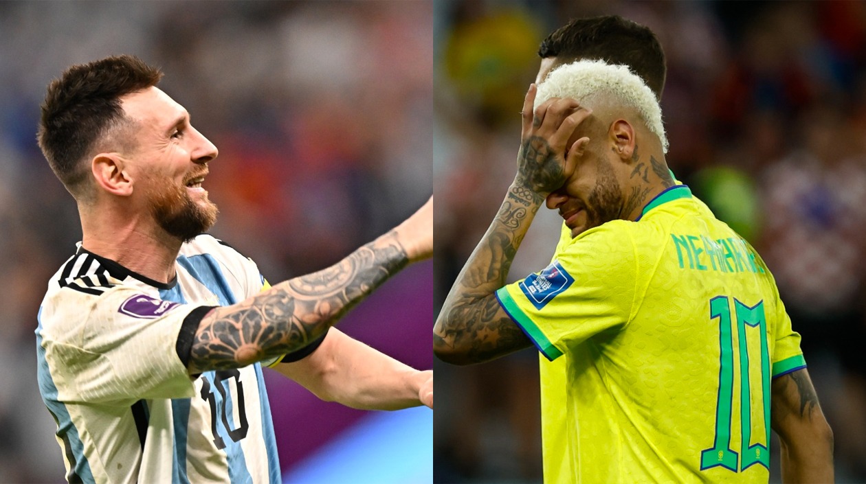 La alegría de Lionel Messi contrasta con el llanto de Neymar. 