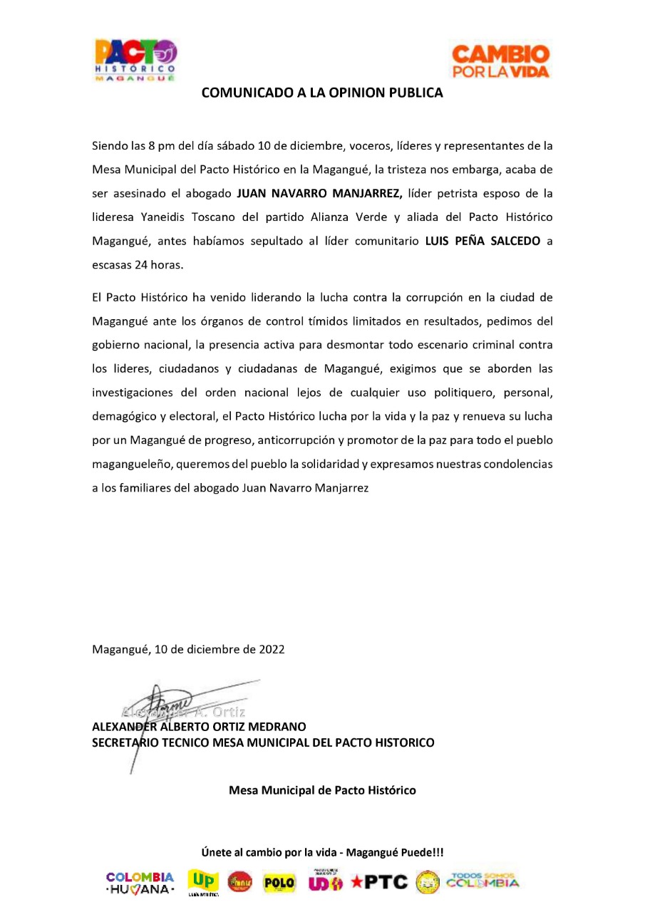 El trino de la Mesa del Pacto Histórico en Magangué