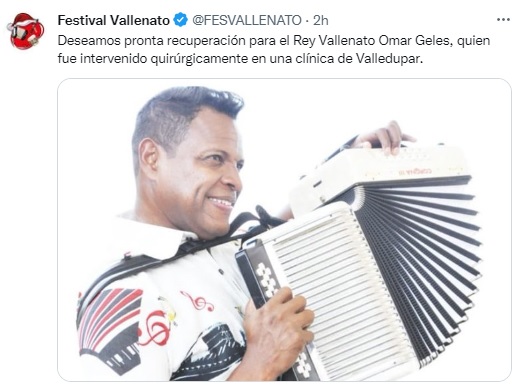 La Fundación Festival de la Leyenda Vallenata anunció la cirugía de Geles.