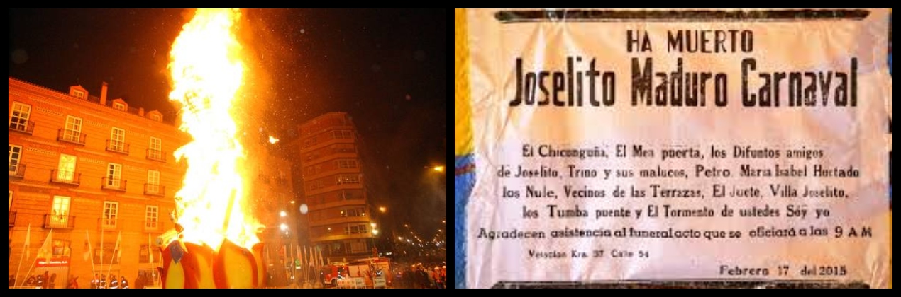 La quema de la Sardina- Murcia, España, y Entierro de Joselito- Barranquilla. Colombia.