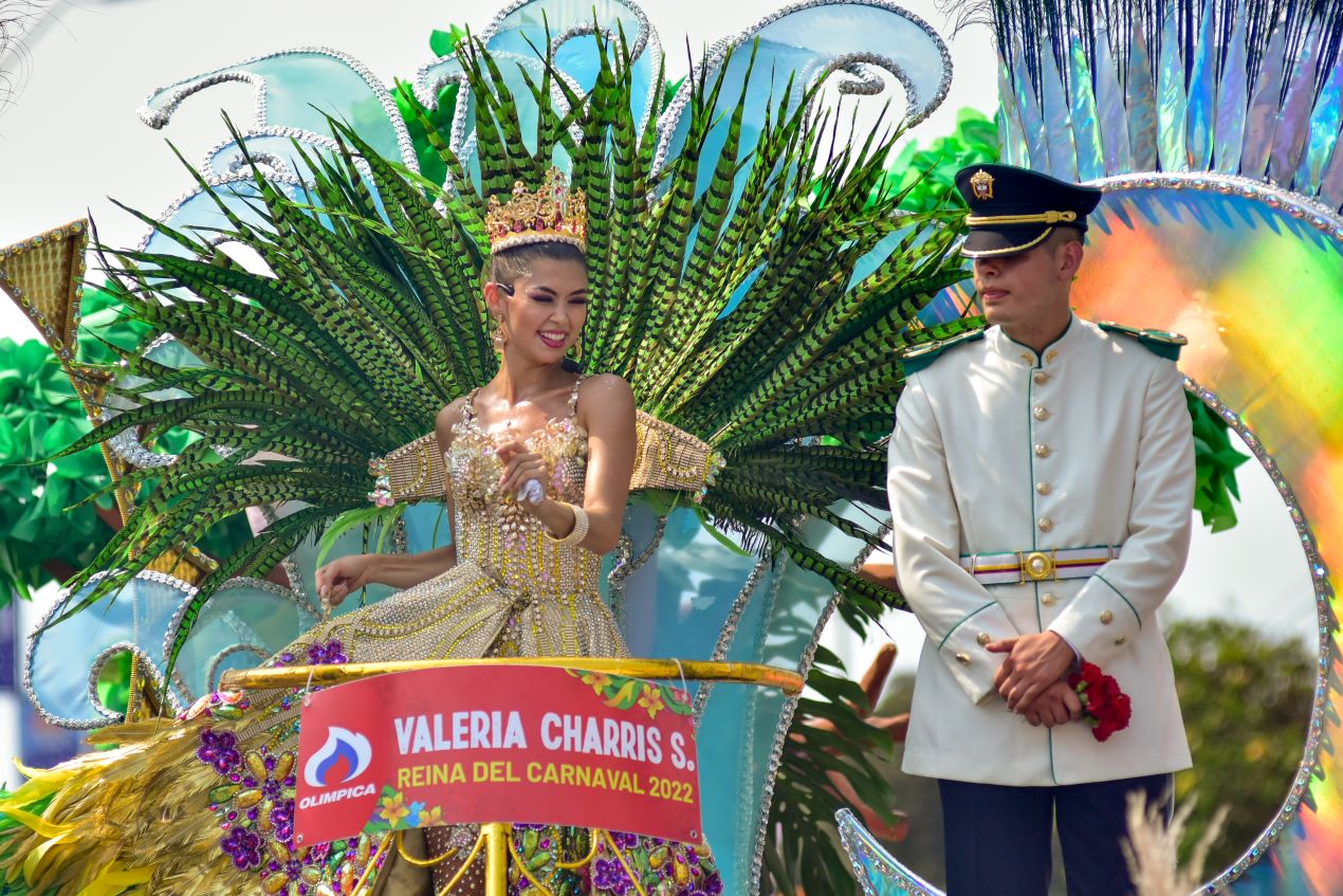 La Reina del Carnaval de Barranquilla en la Batalla de Flores.