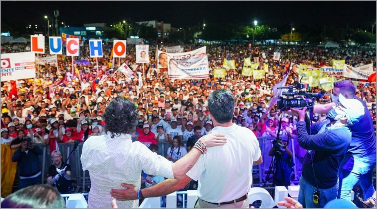 El candidato de Equipo por Colombia, Federico Gutiérrrez, y su fórmula presidencial Rodrigo Lara.