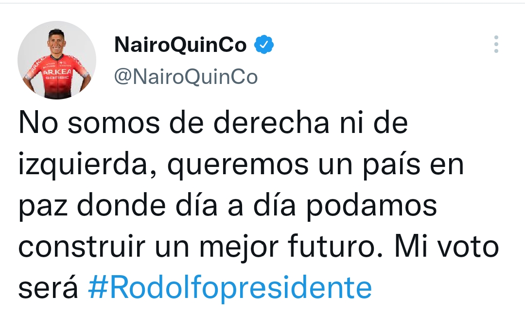Tuit de Nairo Quintana.