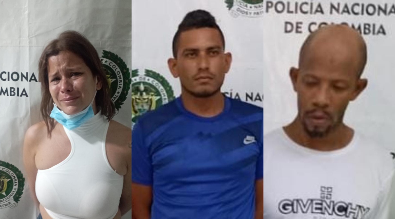 Los tres capturados tras el atentado a bala ocurrido en el barrio Montes. 