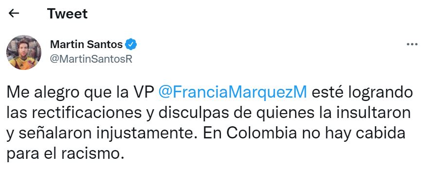 Tweet de Martín Santos.