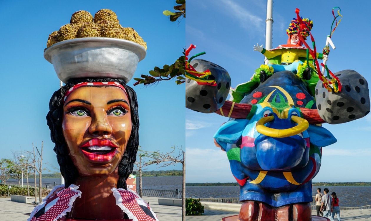 Macrofiguras inspiradas en las danzas del Carnaval de Barranquilla.