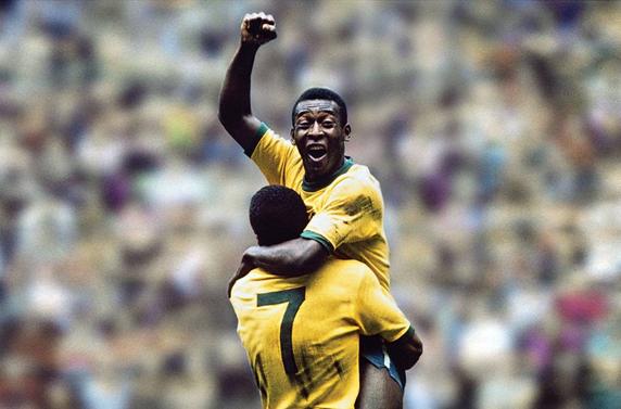 La icónica foto de la celebración de Pelé junto con Jairzinho en el Mundial 1970
