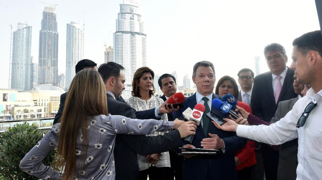 Juan Manuel Santos, presidente, en su visita oficial a Dubai.