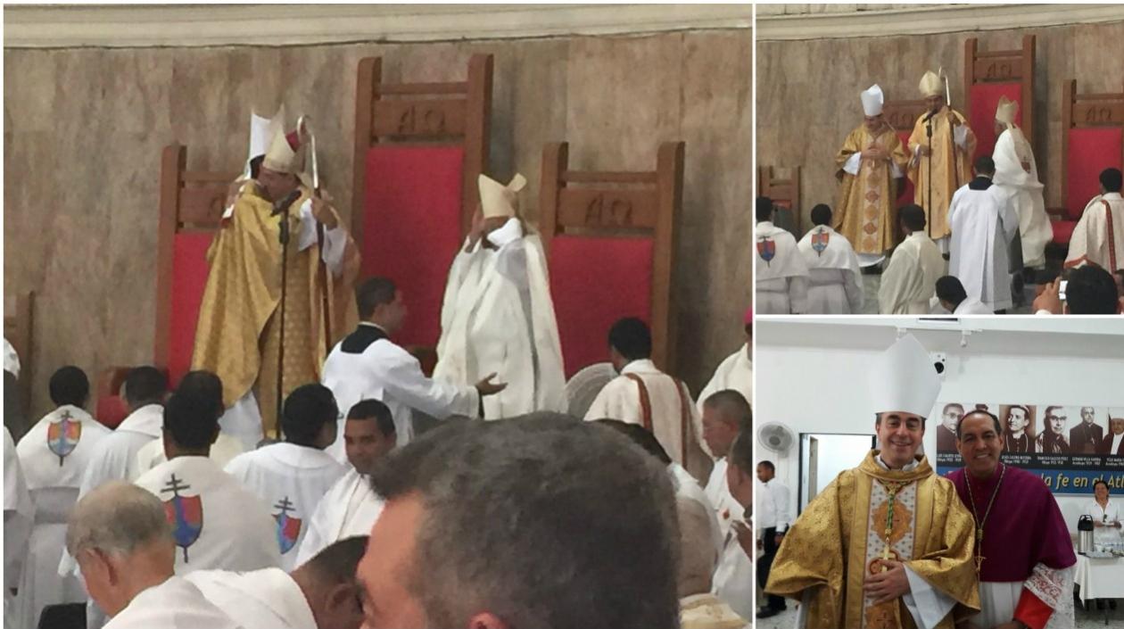 Monseñor Ettore Balestrero posesiona al nuevo Arzobispo de Barranquilla, monseñor Pablo Emiro Salas.
