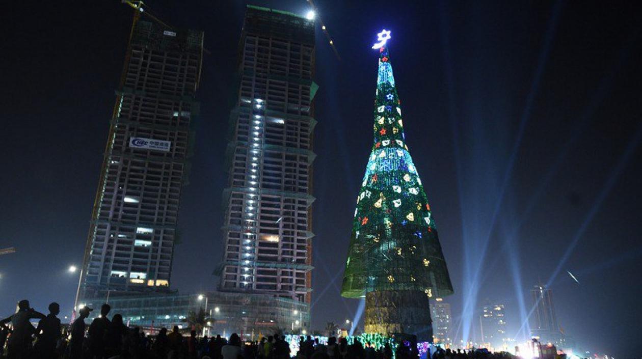 Así luce el árbol de navidad más alto del mundo.