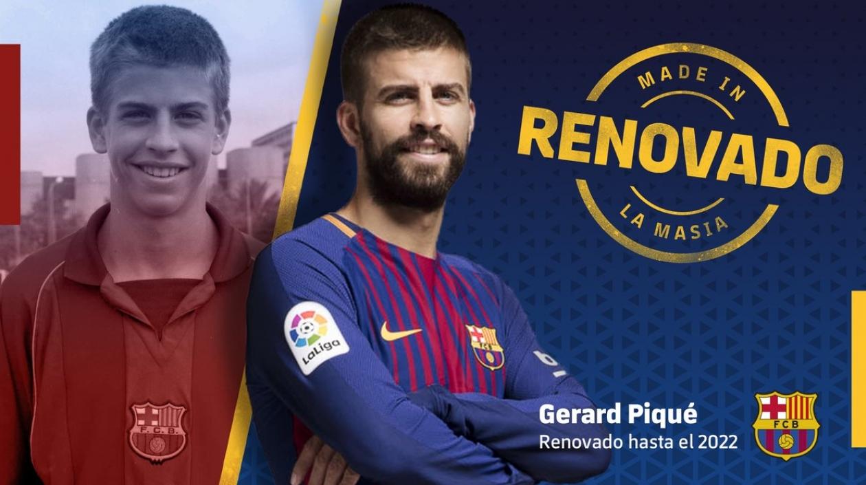 Así anunció el Barcelona la renovación de Piqué.