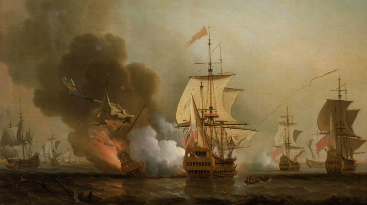Pintura que retrata el naufragio del Galeón San José.
