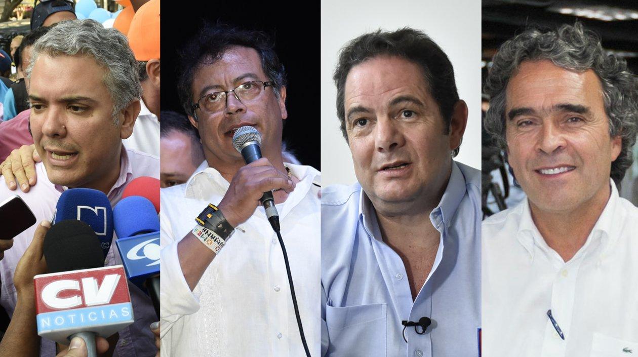Iván Duque, Gustavo Petro, Germán Vargas y Sergio Fajardo, candidatos presidenciales.