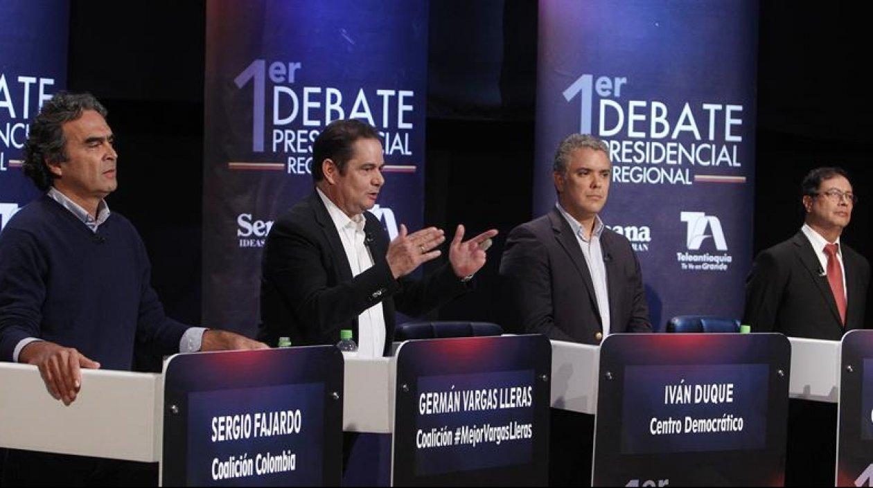 Los candidatos a la presidencia de Colombia Sergio Fajardo, Germán Vargas, Iván Duque y Gustavo Petro.