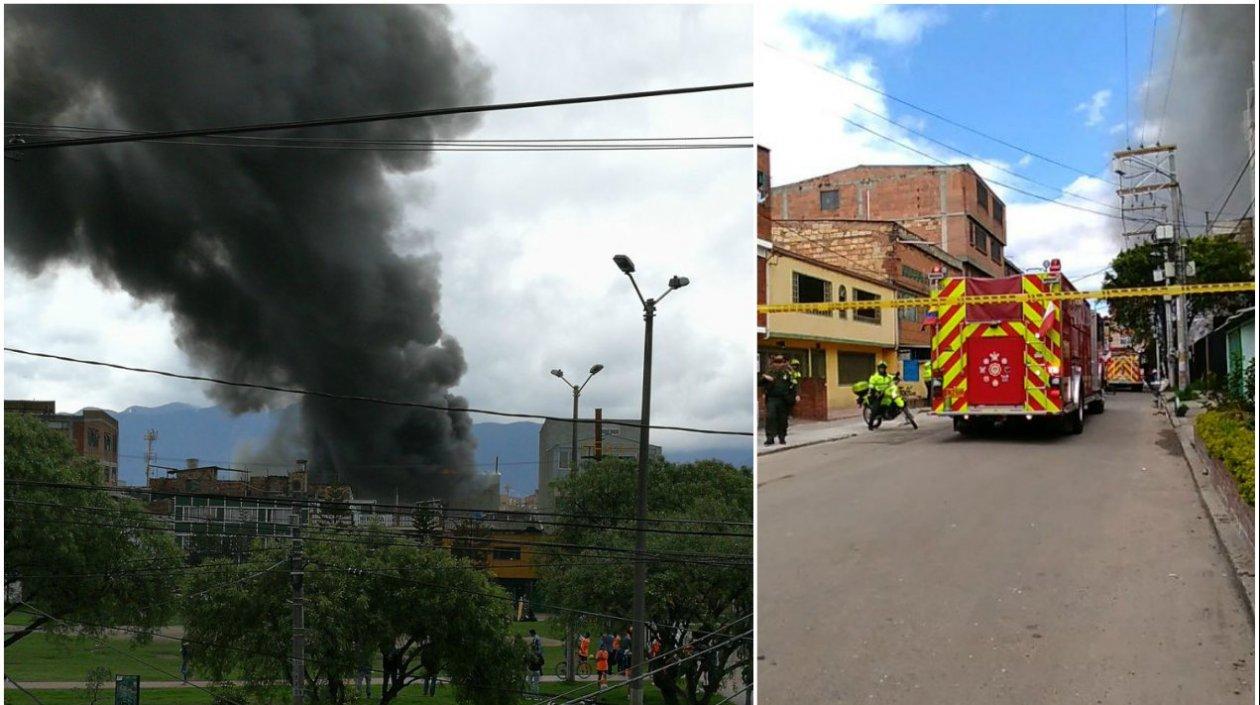 Seis máquinas del Cuerpo de Bomberos de Bogotá atienden la emergencia.