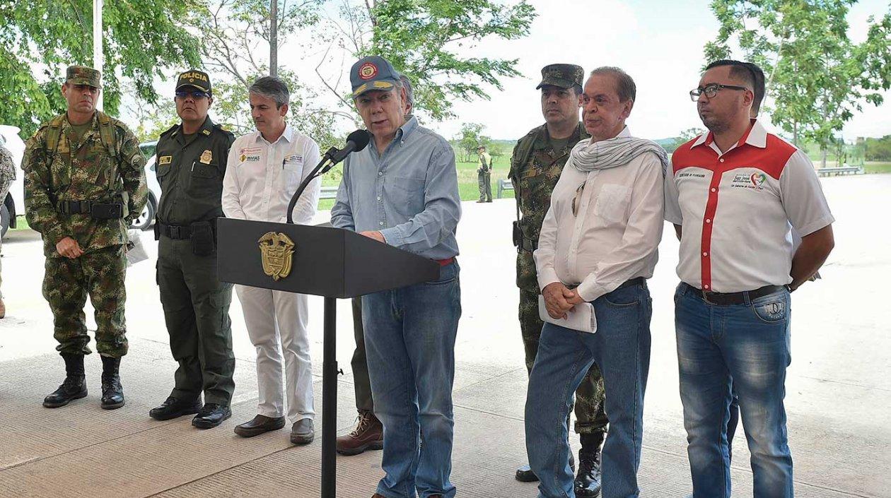 Juan Manuel Santos, presidente, durante su visita a Guaviare.