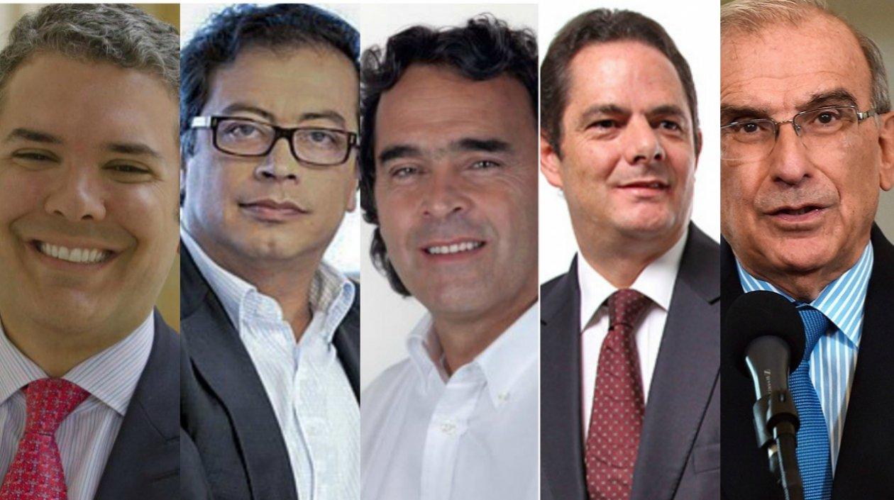 Iván Duque, Gustavo Petro, Sergio Fajardo, Germán Vargas y Humberto De La Calle.