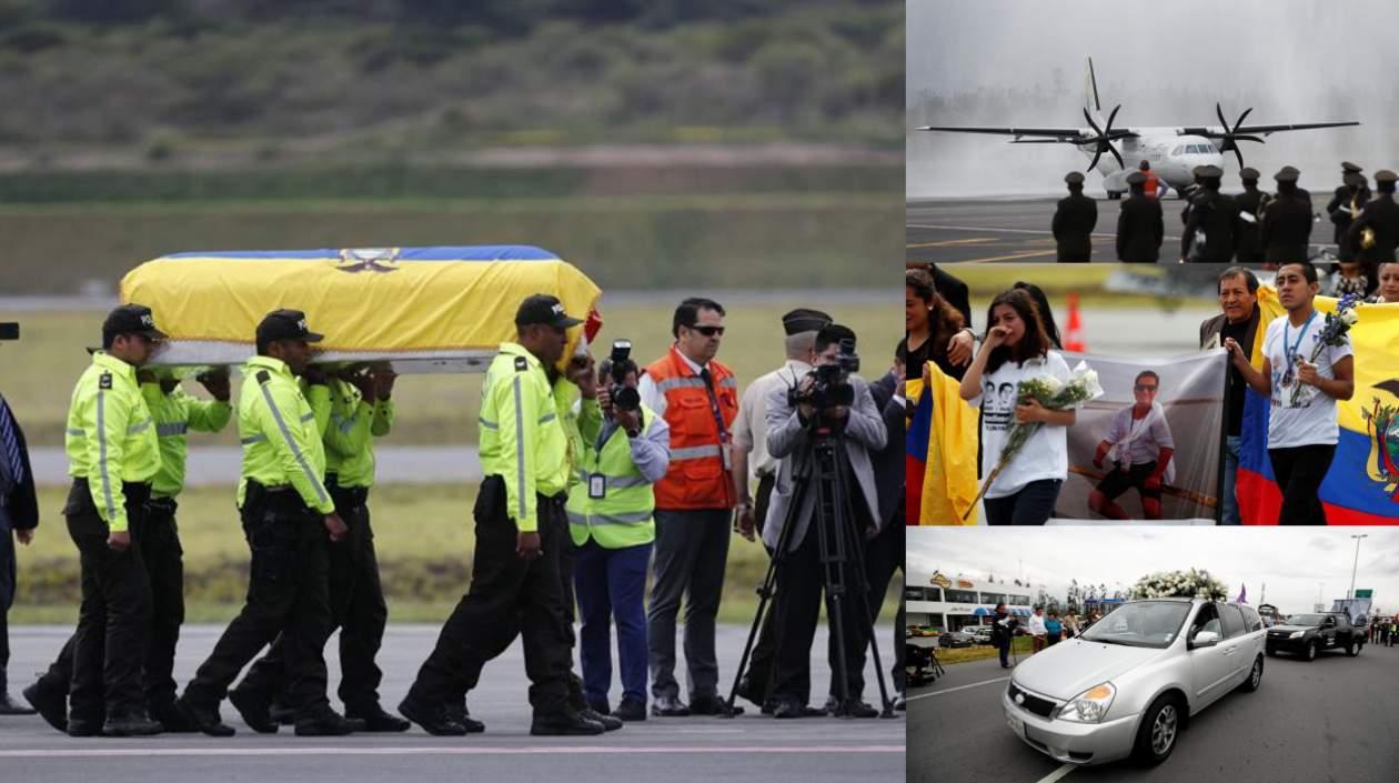 Cuerpos de equipo de prensa al llegar a Quito. 