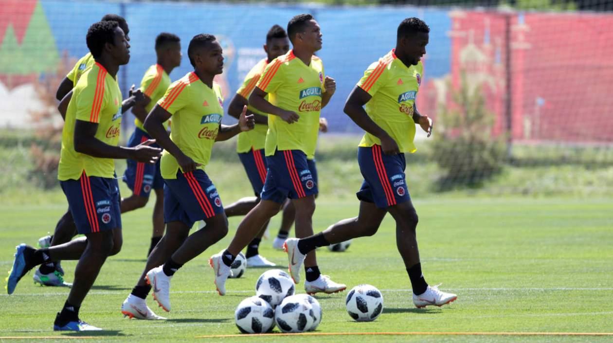 Jugadores de Colombia durante un entrenamiento. 
