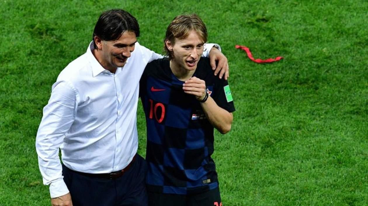 El técnico de Croacia, Zlatko Dalic, y Luka Modric.