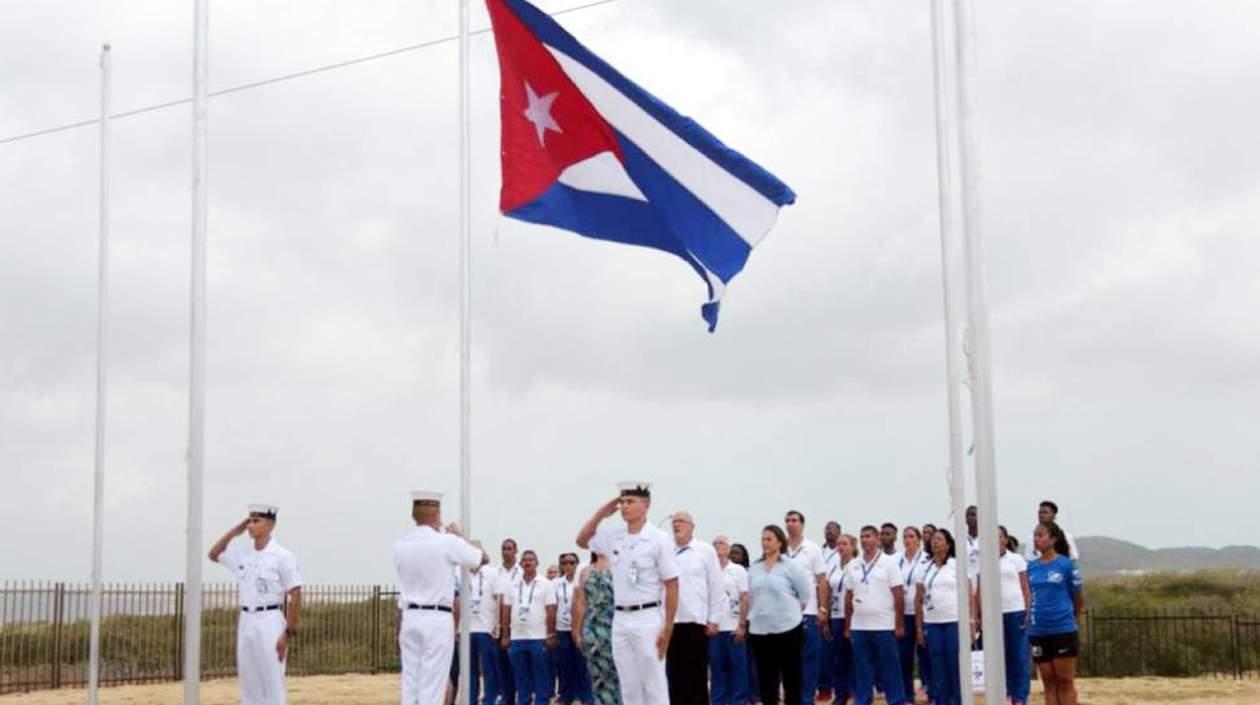 Izada de bandera de la delegación de Cuba en los Centroamericanos 2018.