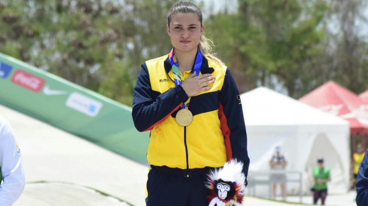 Gabriela Bolle, medallista de oro de BMX de Barranquilla 2018. 