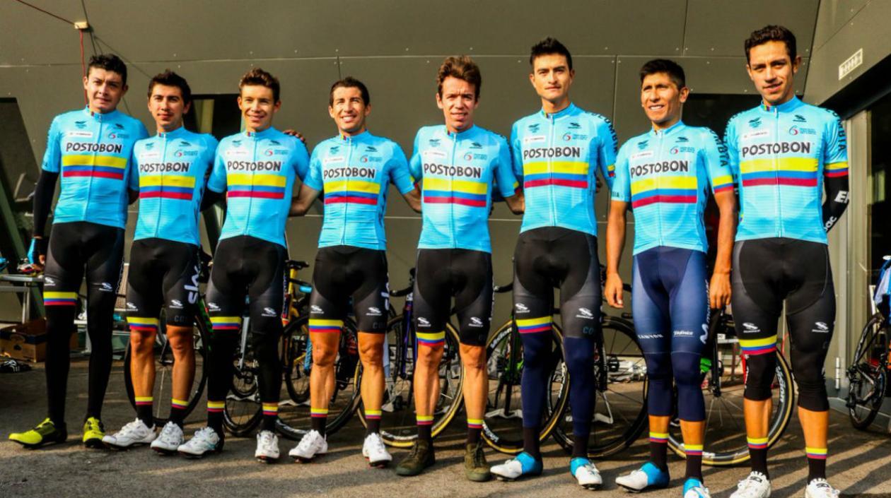 Rodrigo Contreras, Sebastián Henao, Miguel Ángel López, Sergio Luis Henao, Rigoberto Urán, Winner Anacona, Nairo Quintana y Daniel Felipe Martínez conforman la Selección Colombia de ciclismo. 