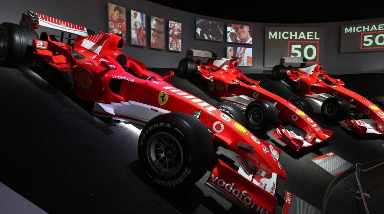 Vista de la exposición "Michael 50" que el Museo Ferrari dedica al expiloto de Fórmula Uno Michael Schumacher coincidiendo con el 50 cumpleaños del siete veces campeón mundial