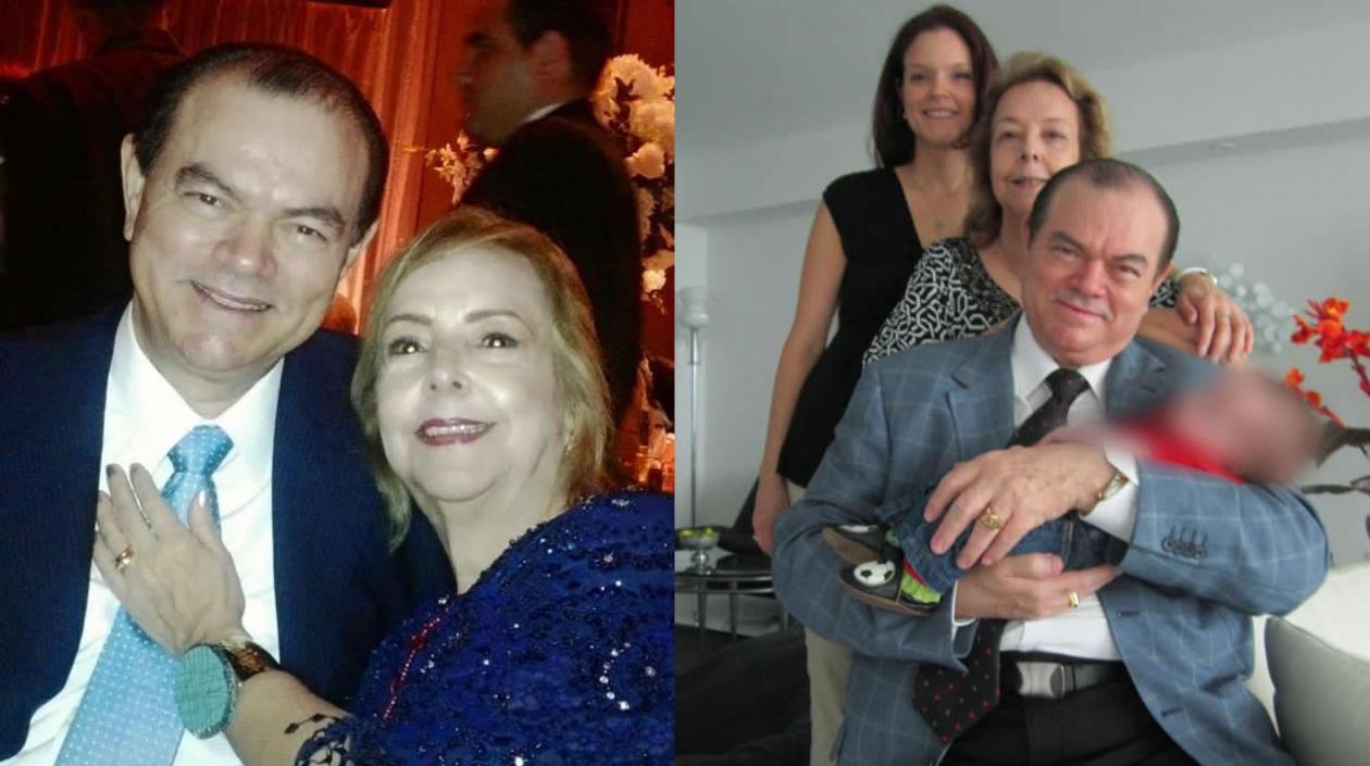 El neurólogo Jorge Daza junto a su esposa Cocky y en la otra fotografía también con su esposa, su hija y su nieto Franco.