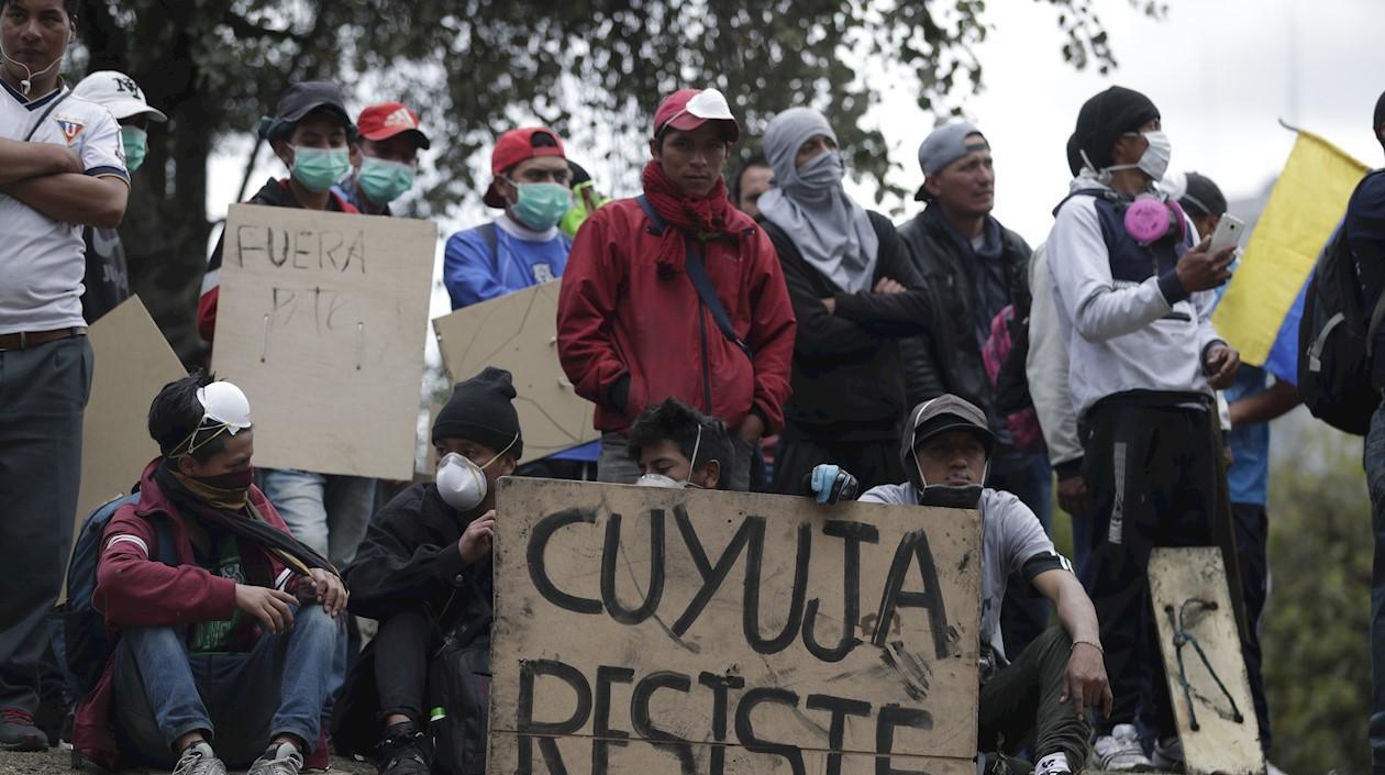 Manifestantes en Quito durante las protestas.