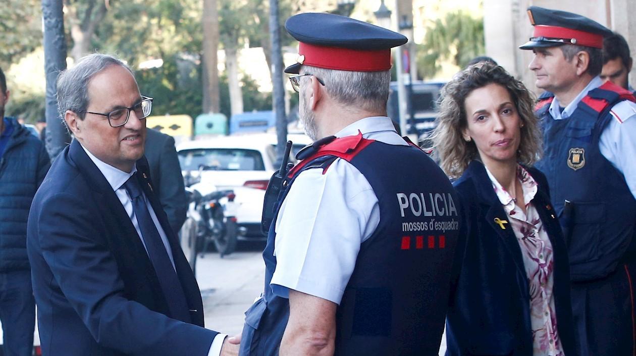 El presidente de la Generalitat, Quim Torra, llega al Parlament en Barcelona.