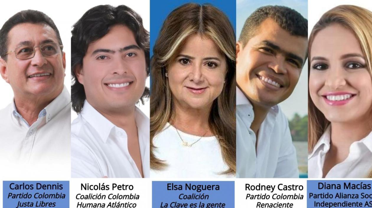 Los candidatos a la Gobernación del Atlántico, según el orden en el tarjetón.