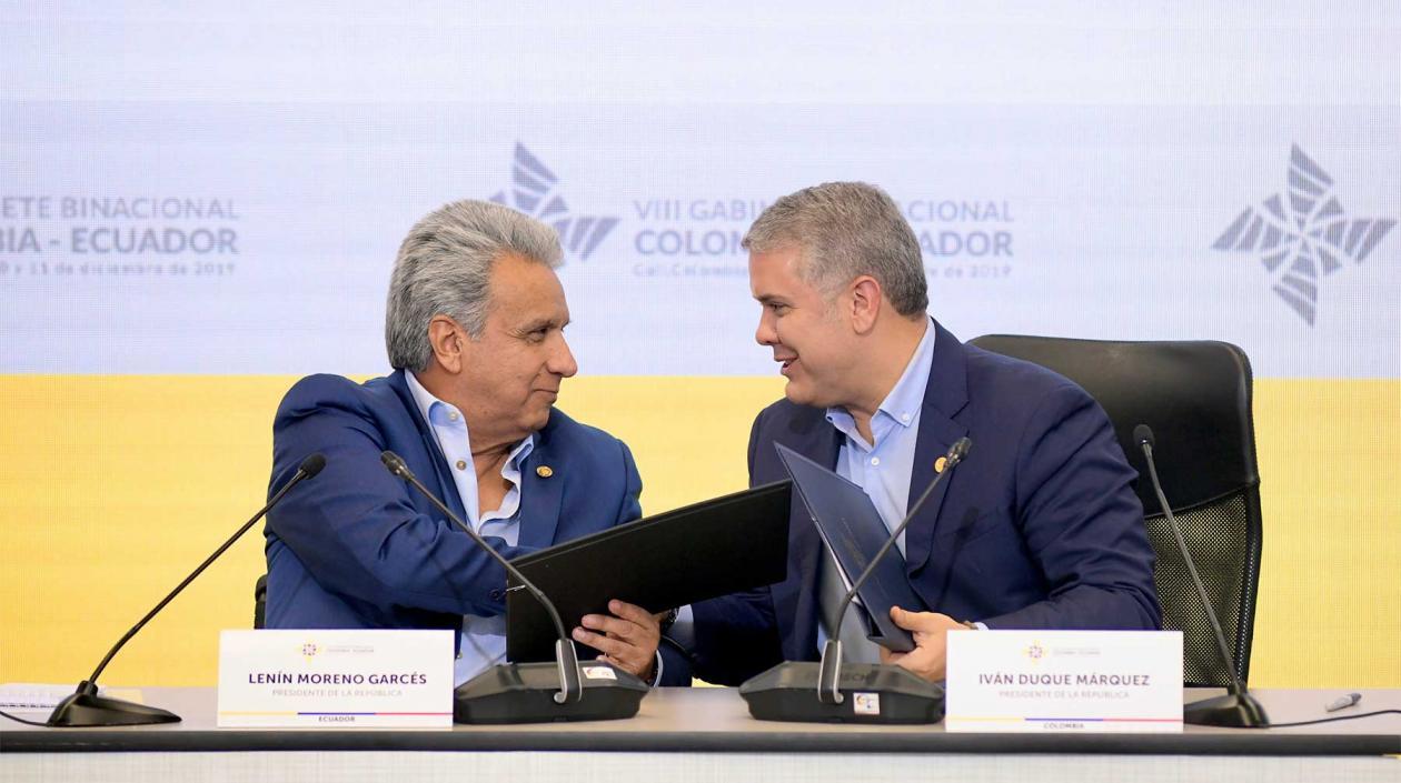  Los presidentes de Ecuador, Lenín Moreno, y de Colombia, Iván Duque.