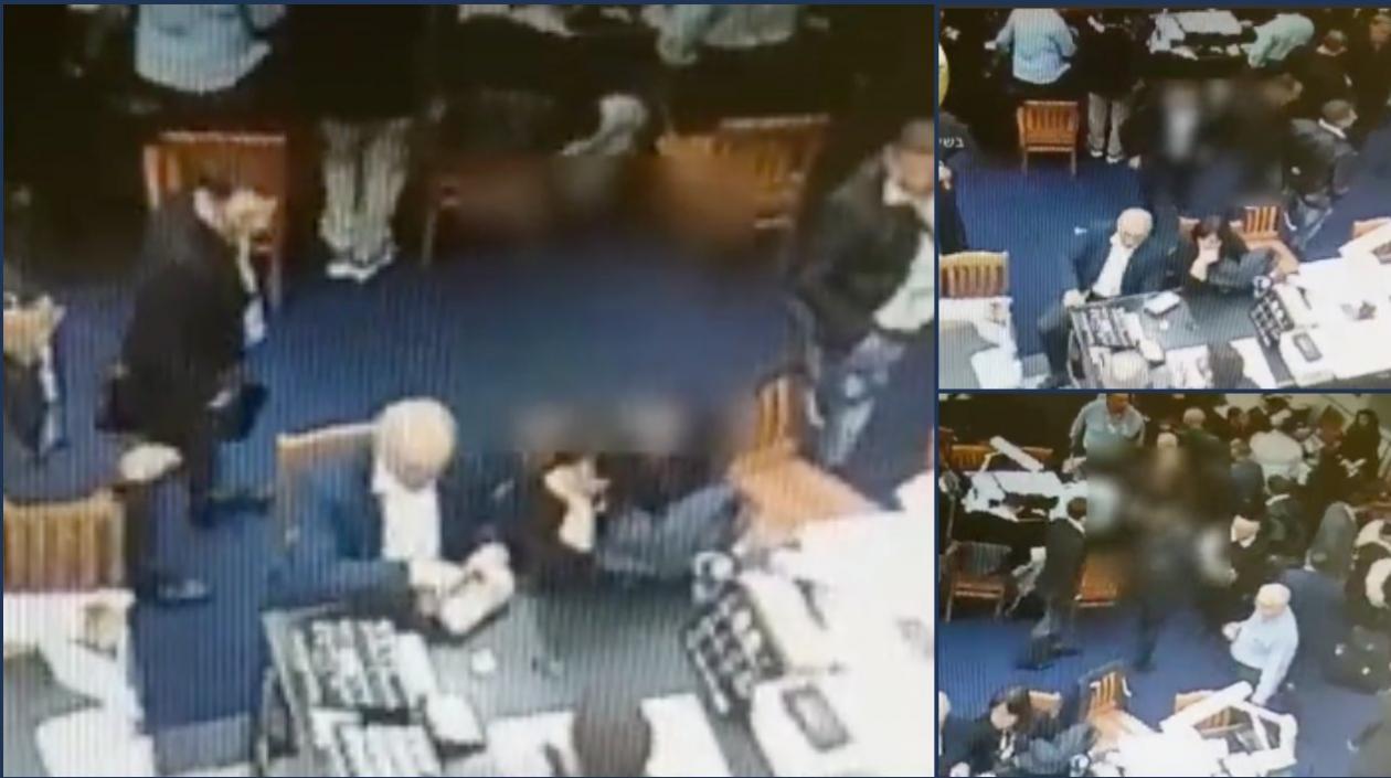 Captura del video de las autoridades del momento del robo.
