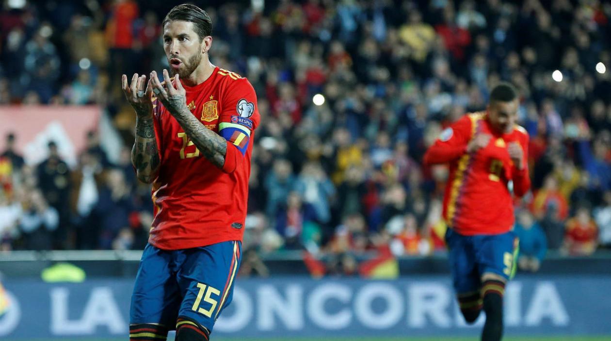 Sergio Ramos festeja tras el gol de triunfo. 
