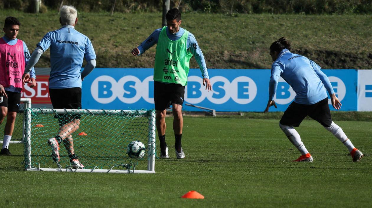 Jugadores de Uruguay, durante un entrenamiento. 