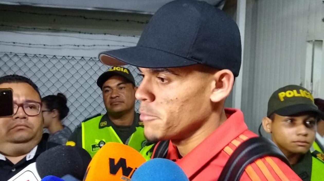 Luis Díaz a su llegada a Barranquilla.
