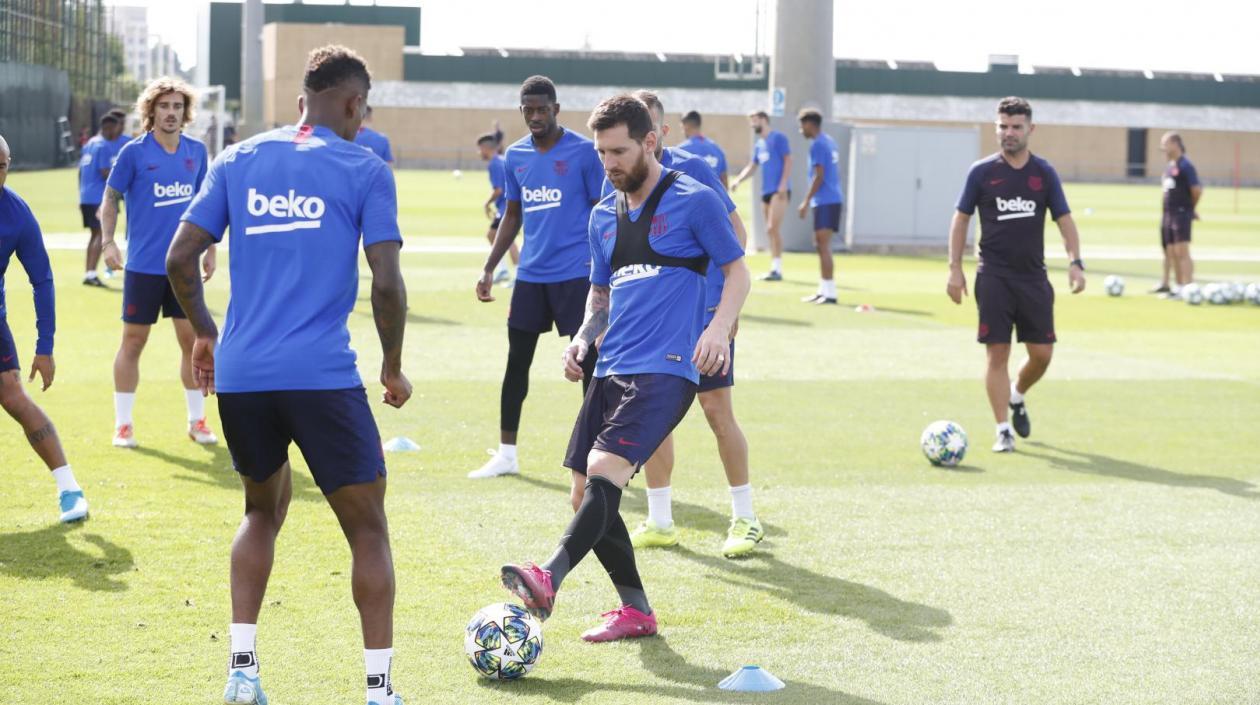 Jugadores del Barcelona, en un entrenamiento. 