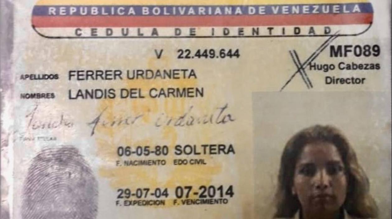 La cédula falsa de Aida Merlano en Venezuela.