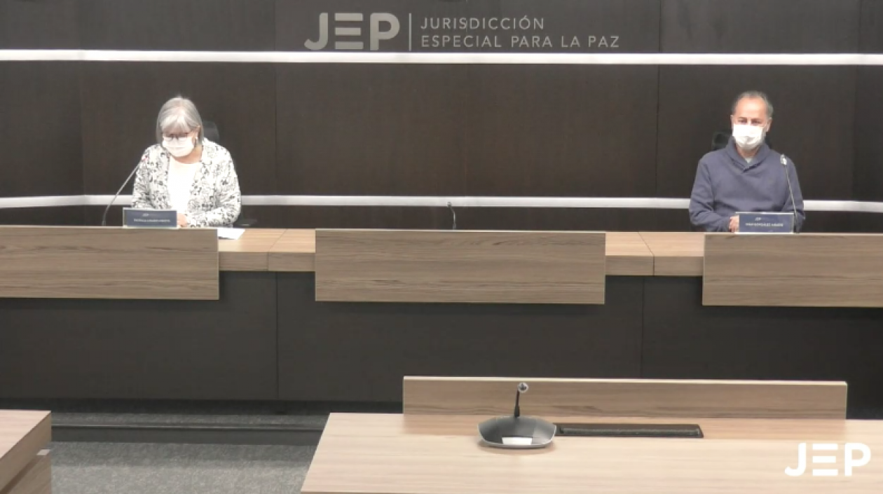 Patricia Linares, presidenta de la JEP, en la rueda de prensa este sábado.