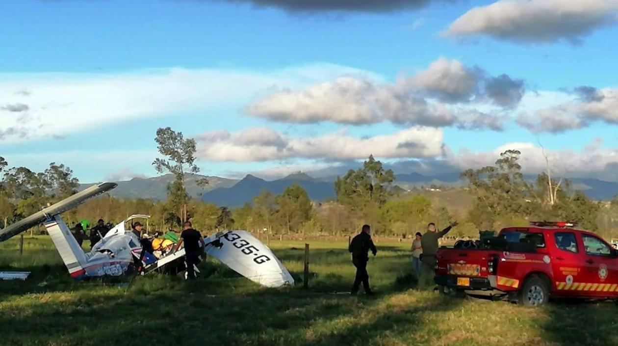 Imagen del accidente del avión en Ubaté.
