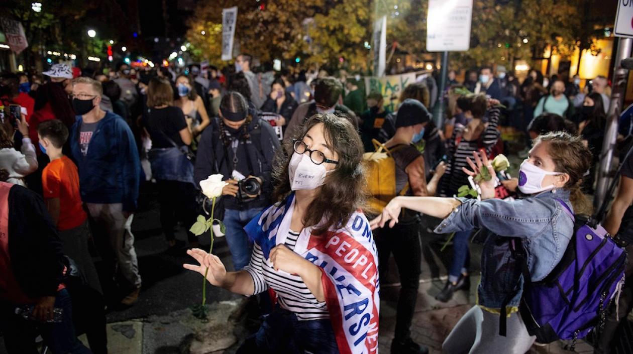Manifestaciones en Philadelphia reclamando los resultados.